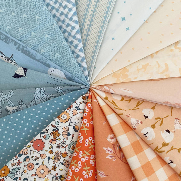 Sunny Day Curated Bundle | Peach and Blue Floral Quilt Fabrics | Various Art Gallery Fabrics and Designers
