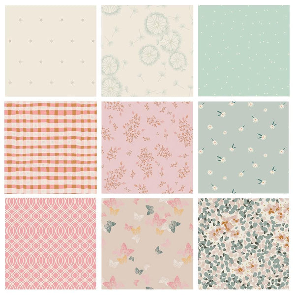 Summer Fields Custom Bundle | Mint Peach Pink Floral Fabrics in Fat Quarters and Half Yards | Littlest | Signature | Art Gallery Fabrics