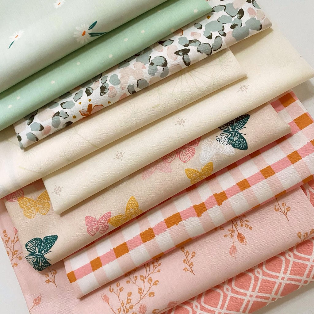 Summer Fields Custom Bundle | Mint Peach Pink Floral Fabrics in Fat Quarters and Half Yards | Littlest | Signature | Art Gallery Fabrics