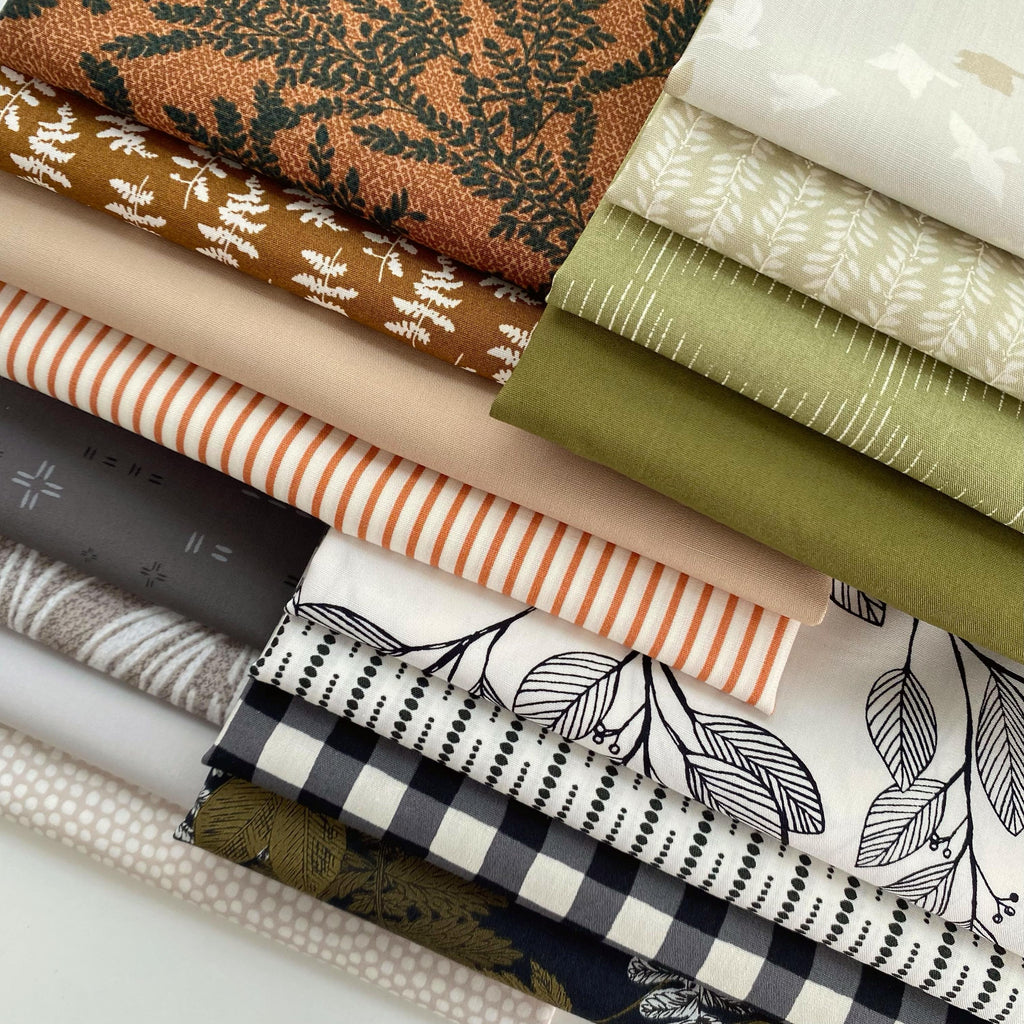 The Pace of Nature Curated Quilt Bundle | Bonnie Christine AGF Studio | Neutral Colors | Tan Ivory Dark Gray | Various AGF Fabrics