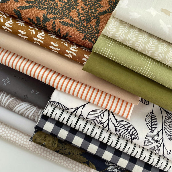 The Pace of Nature Curated Quilt Bundle | Bonnie Christine AGF Studio | Neutral Colors | Tan Ivory Dark Gray | Various AGF Fabrics