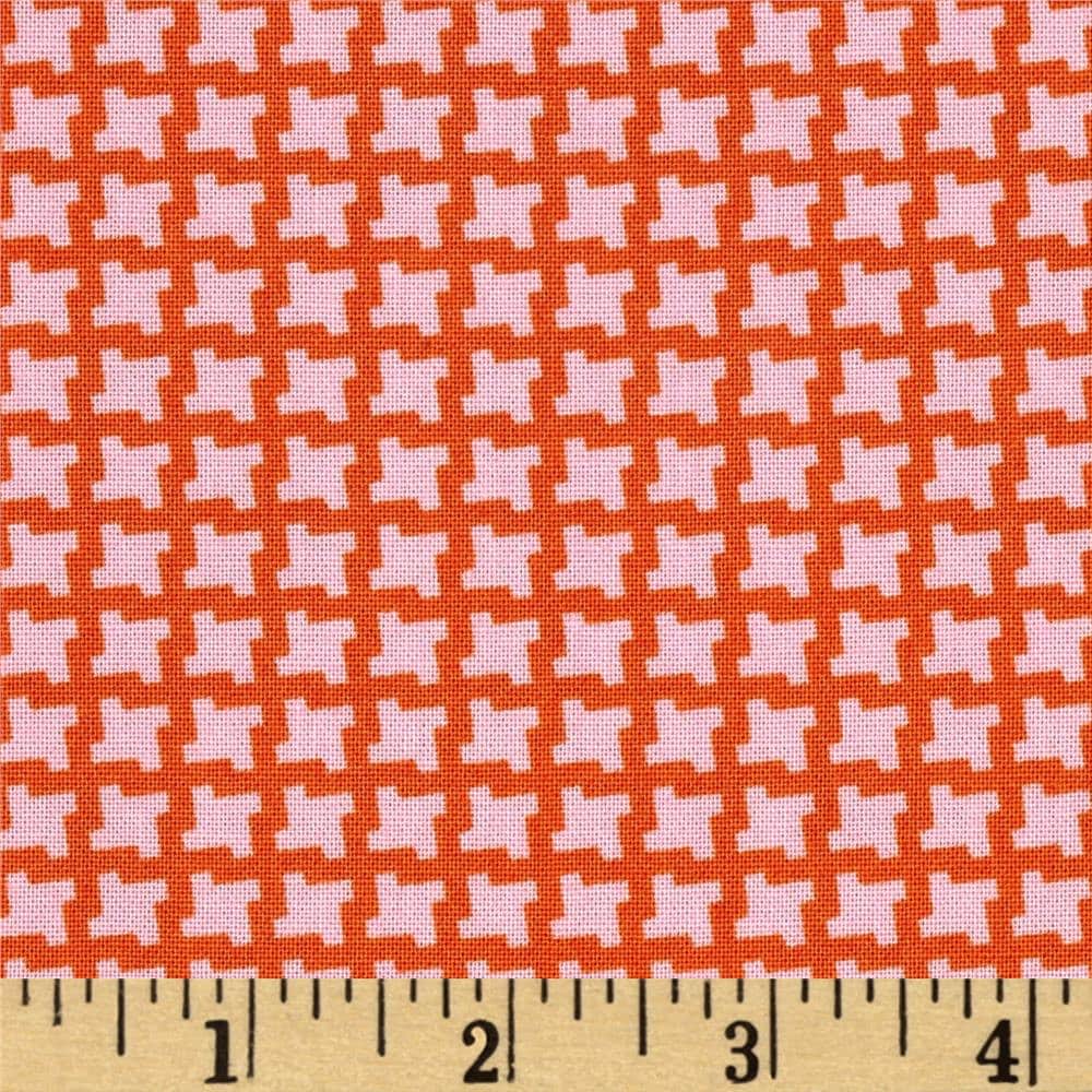Devon Check Persimmon | Up Parasol | FreeSpirit | Heather Bailey | Red Checked Quilting Fabric | Sold by the 1/2 Yard